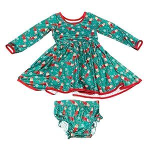 Charlie’s Project Kids Holiday Elf On The Shelf Twirl Dress and Bloomers Size 2T